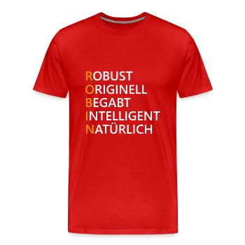 Robin Name Geschenk - Männer Premium Bio T-Shirt - Rot - Vorne - Damien (186cm)