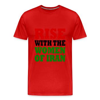 Rise with the women of iran - Men's Premium Organic T-Shirt - red - Front - Damien (186cm)