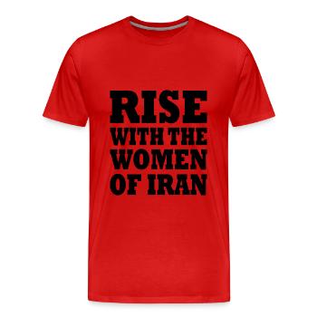 Rise with the women of iran - Men's Premium Organic T-Shirt - red - Front - Damien (186cm)