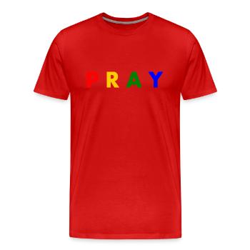 Pray - Men's Premium Organic T-Shirt - red - Front - Damien (186cm)