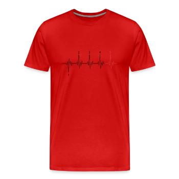 Motorrad Motorradfahrer Herzschlag Gangschaltung - Männer Premium Bio T-Shirt - Rot - Vorne - Damien (186cm)