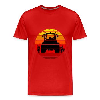 Tractor, Sunset, Farmer, Farmer, Tractor - Men's Premium Organic T-Shirt - red - Front - Damien (186cm)