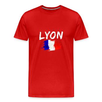 Lyon France Ville Drapeau Lyon - T-shirt bio Premium Homme - rouge - Devant - Damien (186cm)