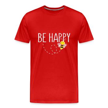 Be Happy Bee Statement Happy - Men's Premium Organic T-Shirt - red - Front - Damien (186cm)