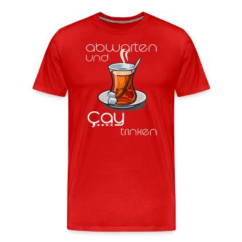 Lustig Motiv Cay Trinken und abwarten - Männer Premium Bio T-Shirt - Rot - Vorne - Damien (186cm)