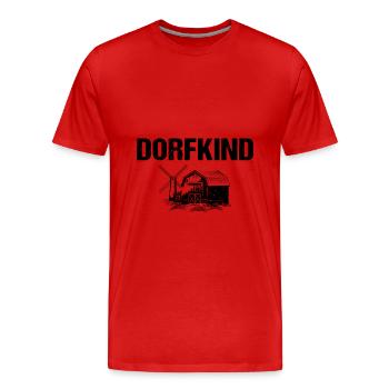 Dorfkind Bauernhof Landleben Dorf - Männer Premium Bio T-Shirt - Rot - Vorne - Damien (186cm)