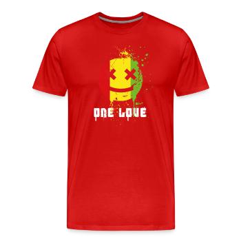 One Love, Reggae Lover, Love Regga Music - Men's Premium Organic T-Shirt - red - Front - Damien (186cm)