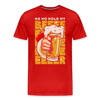 Weihnachten hoho hold my beer - Männer Premium Bio T-Shirt - Rot - Vorne - Damien (186cm)