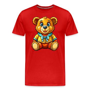 Ours en peluche avec pull - T-shirt bio Premium Homme - rouge - Devant - Damien (186cm)
