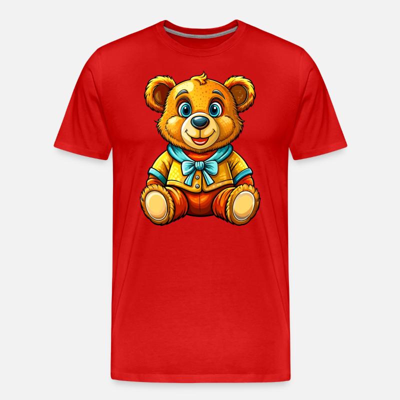 Teddy mit Pullover - Männer Premium Bio T-Shirt - Rot