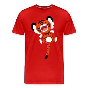 Hüpfender Tiger von Cheerful Madness!! - Männer Premium Bio T-Shirt - Rot - Vorne - Damien (186cm)
