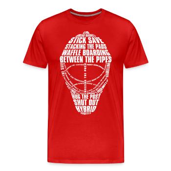 Hockey-Tormann-Maske (weiß) - Männer Premium Bio T-Shirt - Rot - Vorne - Damien (186cm)