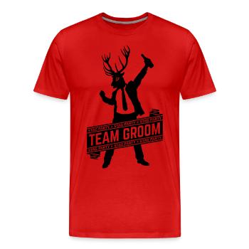 Team Groom / Stag Party (1C) - Men's Premium Organic T-Shirt - red - Front - Damien (186cm)