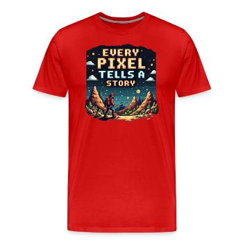 Every Pixel Tells a Story - Retro Gaming - Männer Premium Bio T-Shirt - Rot - Vorne - Damien (186cm)