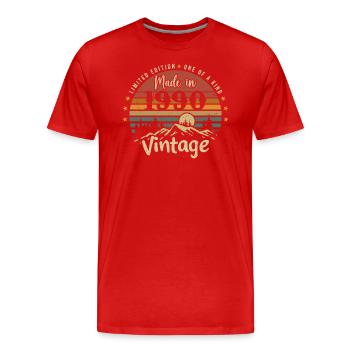 1990 Jubiläum Jahrgang 1990 Limitierte Auflage - Männer Premium Bio T-Shirt - Rot - Vorne - Damien (186cm)