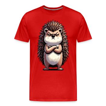 Hérisson Hérisson Amoureux des hérissons Propriétaire de hérisson Gardien de hérissons Stinger - T-shirt bio Premium Homme - rouge - Devant - Damien (186cm)