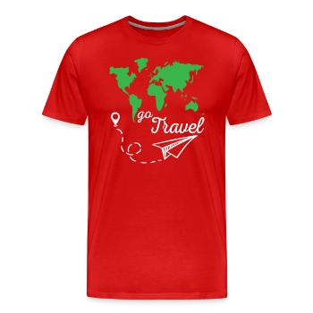 Go Travel - Men's Premium Organic T-Shirt - red - Front - Damien (186cm)