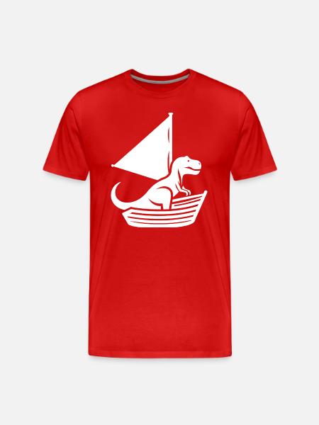Cool Summer Sailboat T-Rex Silhouette - Men's Premium Organic T-Shirt - red