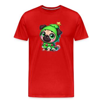 Lunatique Carlin Noël arbre de Noël dessin animé - T-shirt bio Premium Homme - rouge - Devant - Damien (186cm)