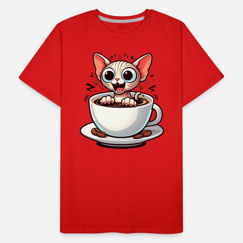 Sphinx Cat Coffee Coffee Lover Design Men's Premium Organic T-Shirt