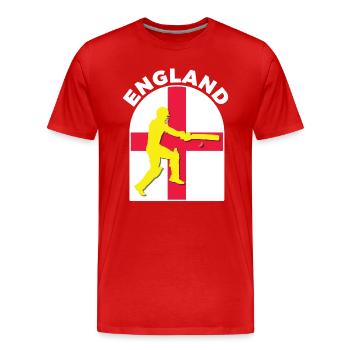 England Cricket Batsman England Flag by DPattonPD - Men's Premium Organic T-Shirt - red - Front - Damien (186cm)