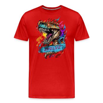 Roaring Evolution - Men's Premium Organic T-Shirt - red - Front - Damien (186cm)