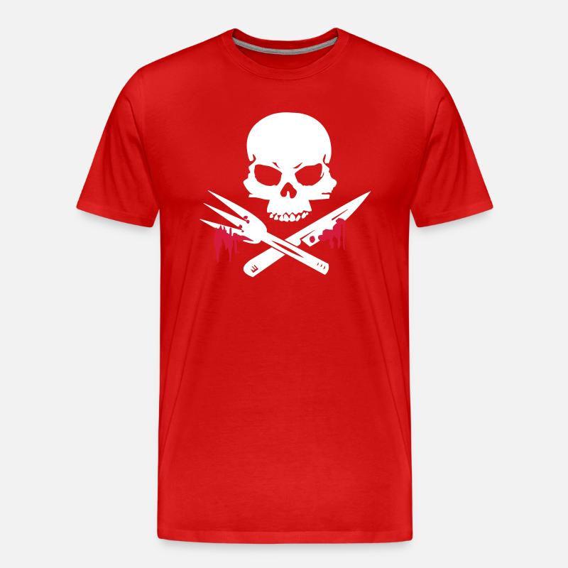 Cooking Skull - Männer Premium Bio T-Shirt - Rot