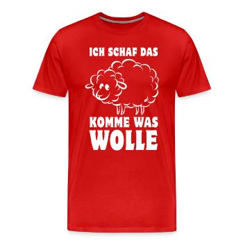Ich Schaf das komme was Wolle - Spruch - Männer Premium Bio T-Shirt - Rot - Vorne - Damien (186cm)