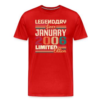 Birthday Gift Born in January 2006 - 2006 - Men's Premium Organic T-Shirt - red - Front - Damien (186cm)