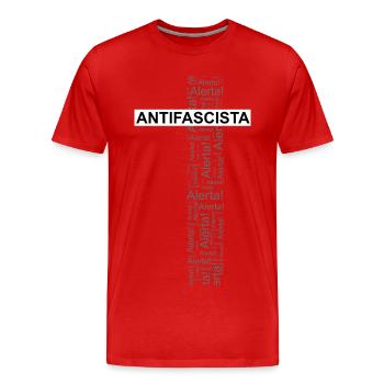 Alerte! Antifasciste ! - Art des mots - T-shirt bio Premium Homme - rouge - Devant - Damien (186cm)