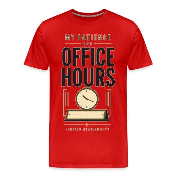 Ma patience a des heures de bureau – l’humour d’un professeur - T-shirt bio Premium Homme - rouge - Devant - Damien (186cm)