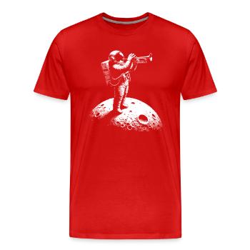 Trompete Astronaut Mond - Männer Premium Bio T-Shirt - Rot - Vorne - Damien (186cm)
