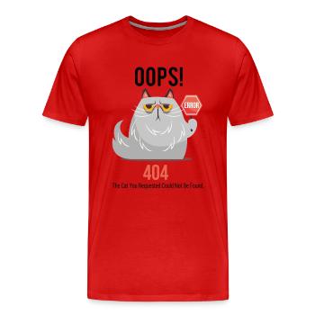 Chat grincheux 404 - T-shirt bio Premium Homme - rouge - Devant - Damien (186cm)