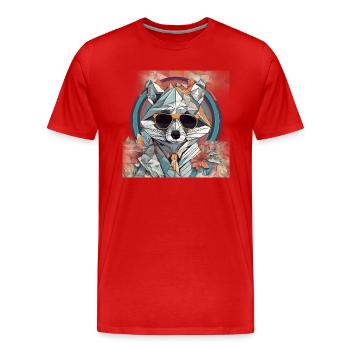 Raton laveur épique - T-shirt bio Premium Homme - rouge - Devant - Damien (186cm)