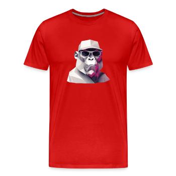 Cool monkey in wrinkled robe - Men's Premium Organic T-Shirt - red - Front - Damien (186cm)