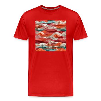 Plage d’Origami - T-shirt bio Premium Homme - rouge - Devant - Damien (186cm)