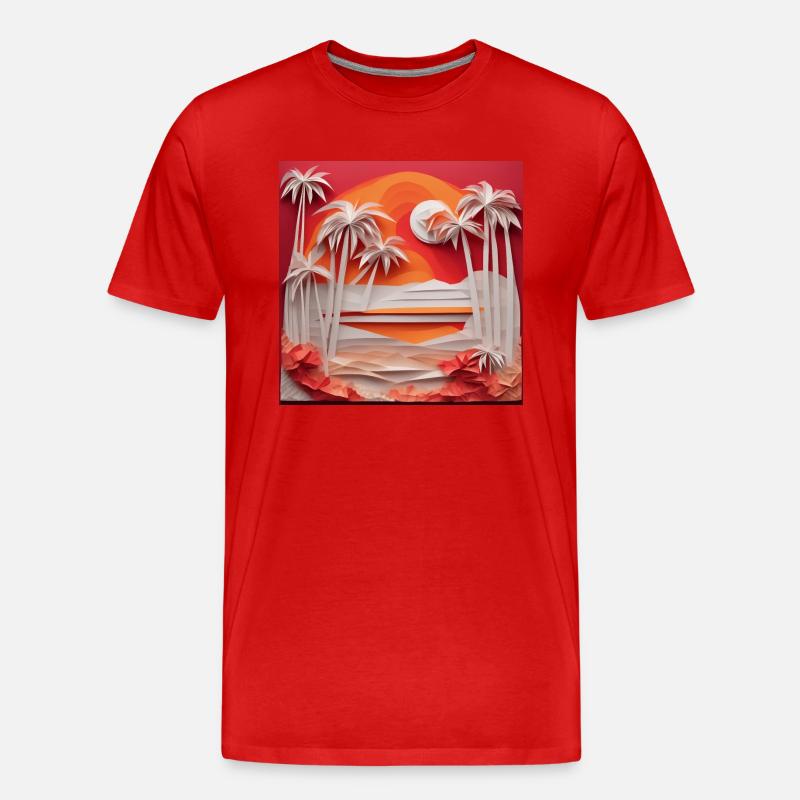 Origami Strand - Männer Premium Bio T-Shirt - Rot