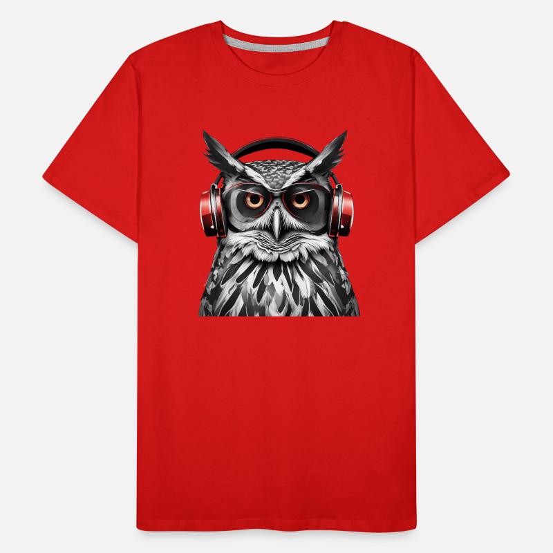 Coole Eule mit Kopfhörer Männer Premium Bio T-Shirt