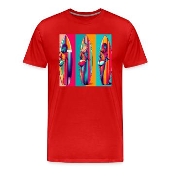 Vintage Surfer Femmes - T-shirt bio Premium Homme - rouge - Devant - Damien (186cm)