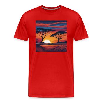 La steppe d’Afrique et les animaux - T-shirt bio Premium Homme - rouge - Devant - Damien (186cm)
