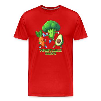 Vegetable Gang Vegan Funny Graphic - Men's Premium Organic T-Shirt - red - Front - Damien (186cm)