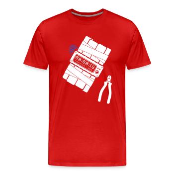 Bombe - Zange - Draht - blau & rot - Männer Premium Bio T-Shirt - Rot - Vorne - Damien (186cm)