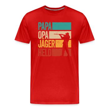 Papa Opa Jäger Held Rotwild Jagd Jagen Lustig - Männer Premium Bio T-Shirt - Rot - Vorne - Damien (186cm)