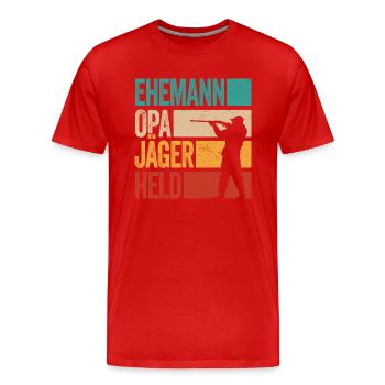Ehemann Opa Jäger Held Rotwild Jagd Jagen Lustig - Männer Premium Bio T-Shirt - Rot - Vorne - Damien (186cm)