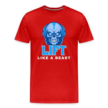 Lift Like A Beast - Men's Premium Organic T-Shirt - red - Front - Damien (186cm)