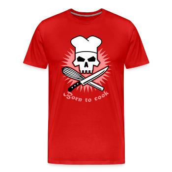 born_to_cook_3c - T-shirt bio Premium Homme - rouge - Devant - Damien (186cm)
