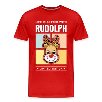 Rudolph - T-shirt bio Premium Homme - rouge - Devant - Damien (186cm)