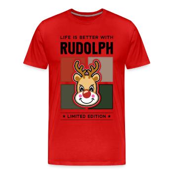 Rudolph - T-shirt bio Premium Homme - rouge - Devant - Damien (186cm)