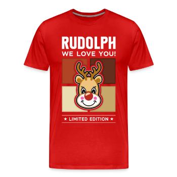Rudolph - T-shirt bio Premium Homme - rouge - Devant - Damien (186cm)