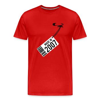 Anniversaire T-shirt 2007 - T-shirt bio Premium Homme - rouge - Devant - Damien (186cm)